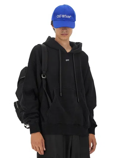 Off-white Hooded Sweatshirt Featuring Graphic Print In Black