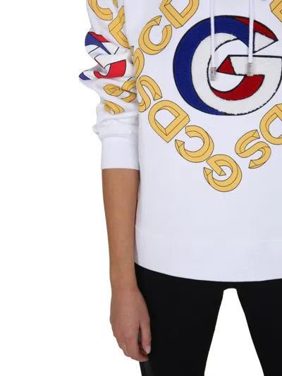 Gcds Logo Cotton Hoodie In White