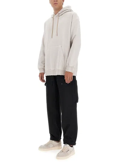 Msgm Hooded Sweater Front Pocket In Gray