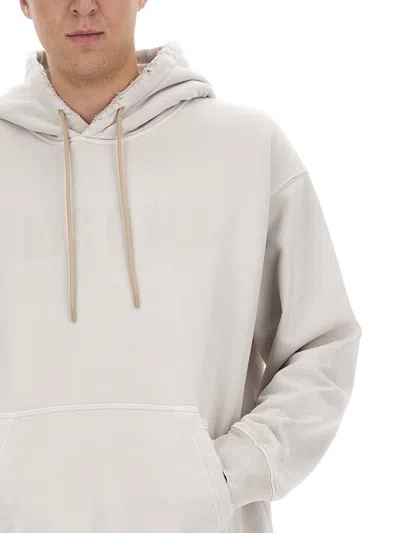 Msgm Hooded Sweater Front Pocket In Gray