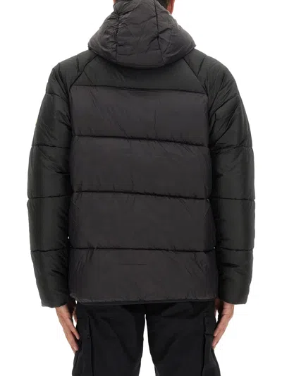 Barbour Quilted Hooded Jacket Side Pockets In Black