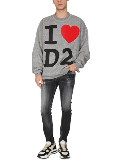 Dsquared2 Dsquared Men I Love D2 Sweatshirt In Gray