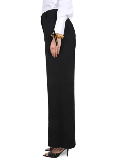 Patou Wide Leg High Waist Trousers With Belt Loops In Black