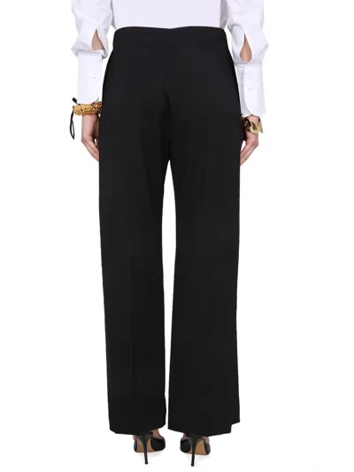 Patou Wide Leg High Waist Trousers With Belt Loops In Black