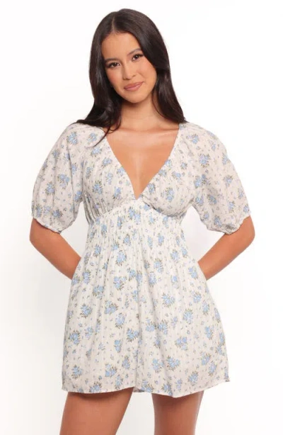 Petal And Pup Petal & Pup Ashio Puff Sleeve Cotton Seersucker Romper In Blue