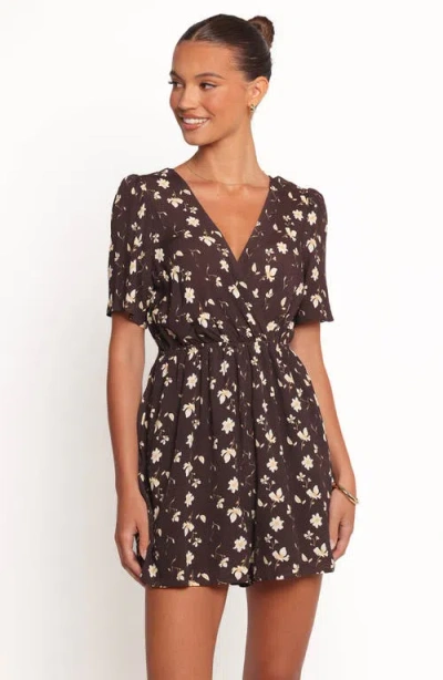 Petal And Pup Petal & Pup Raschelle Faux Wrap Romper In Brown