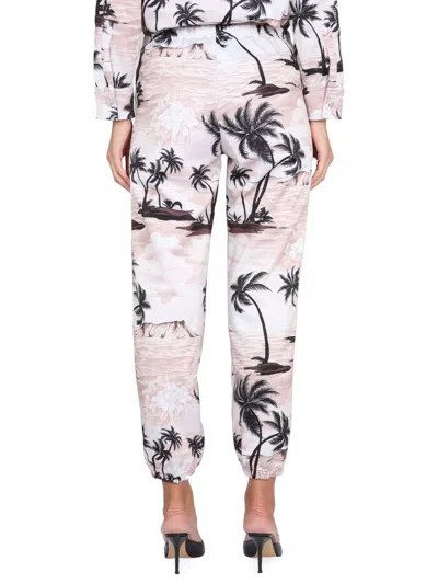 Palm Angels Island Print Elastic Waistband Trousers In Pink