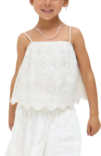 Raffya Kids Rufa Spaghetti Strap Windowpane Check Cami In White