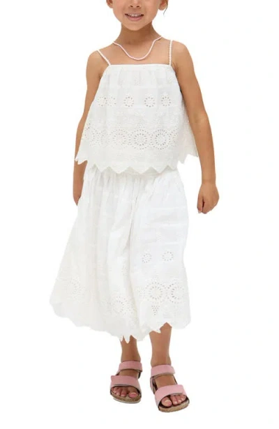 Raffya Kids Rufa Spaghetti Strap Windowpane Check Cami In White