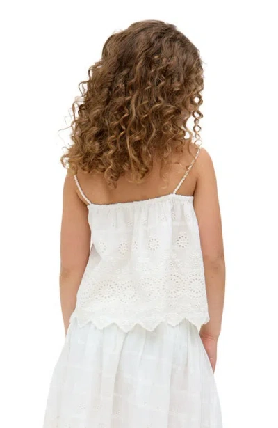 Raffya Kids Rufa Spaghetti Strap Windowpane Check Cami In White