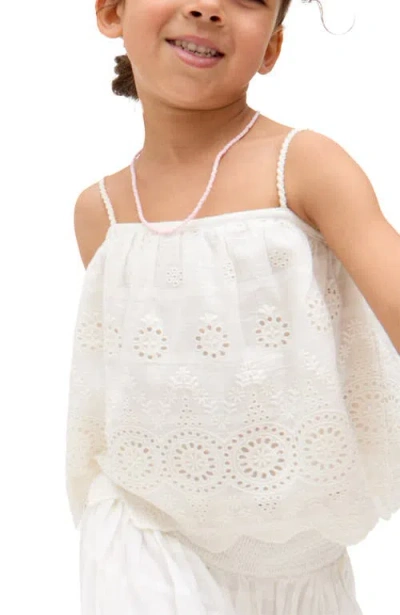 Raffya Kids Rufa Spaghetti Strap Windowpane Check Cami In White