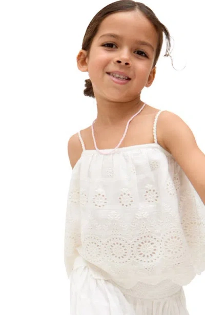 Raffya Kids Rufa Spaghetti Strap Windowpane Check Cami In White