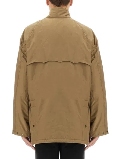 Barbour Bedale Jacket With Flap Pockets And High Collar In Brown