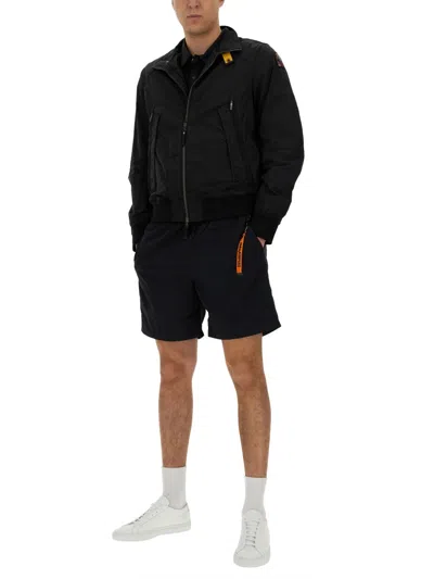 Parajumpers Men's Cotton Blend Ripstop Texture Logo Patch Jacket In Black