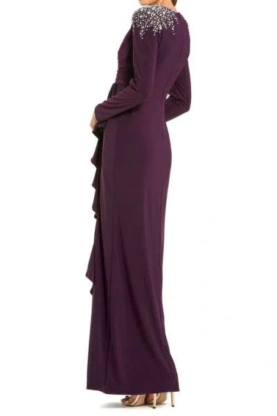 Mac Duggal 49897 Long Sleeve Formal Fitted Evening Dress In Purple