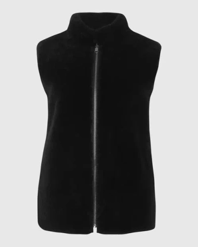 Gorski Reversible Select Shearling Lamb Vest With Loro Piana Wool And Cashmere Quilted Down Back In Black