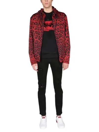 Dolce & Gabbana Men's Leopard Wind-resistant Hooded Jacket In Multi