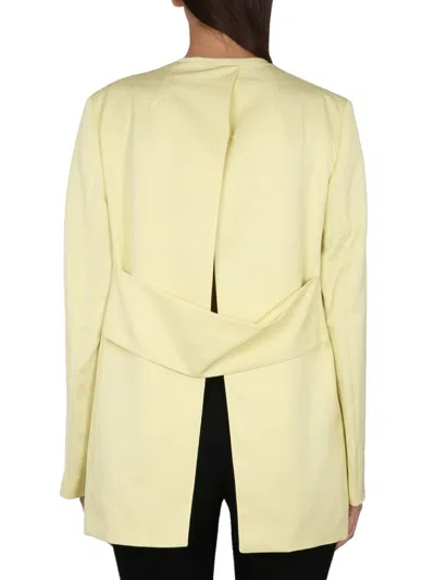 Jil Sander Yellow Split Back Blazer With Belt In Yellow