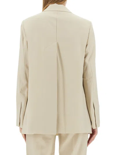Helmut Lang Tailored Jacket With Notched Lapel And Distinctive Logo In Neutral