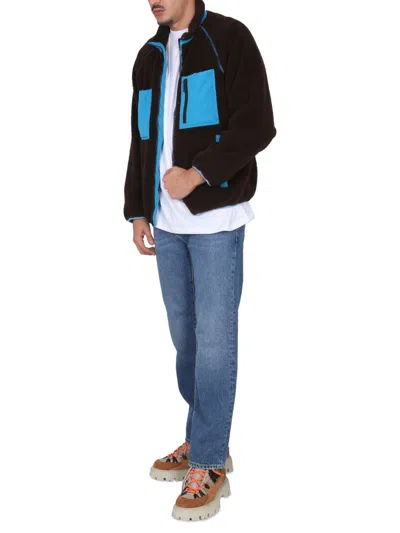 Msgm Logo High Neck Jacket With Contrast Pockets
