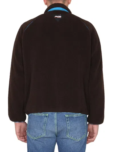 Msgm Logo High Neck Jacket With Contrast Pockets