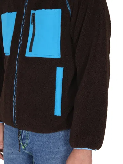 Msgm Logo High Neck Jacket With Contrast Pockets