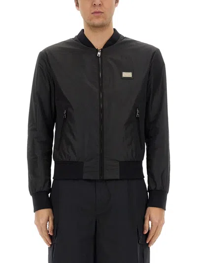 Dolce & Gabbana Black Bomber Jacket In Black