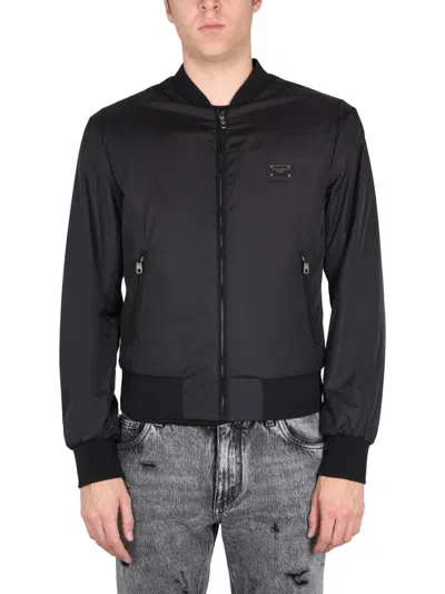 Dolce & Gabbana Black Bomber Jacket In Black