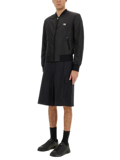 Dolce & Gabbana Black Bomber Jacket In Black