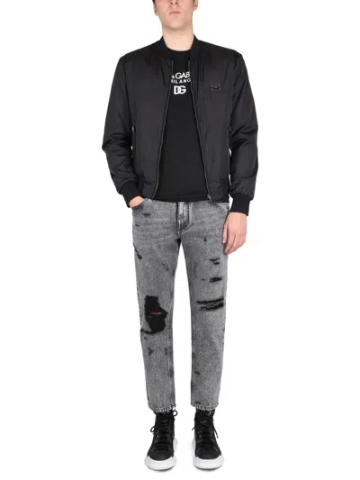 Dolce & Gabbana Black Bomber Jacket In Black