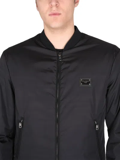 Dolce & Gabbana Black Bomber Jacket In Black