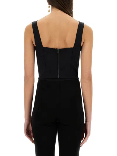 Dolce & Gabbana Jacquard And Lace Sheath Corsetry Bustier In Black