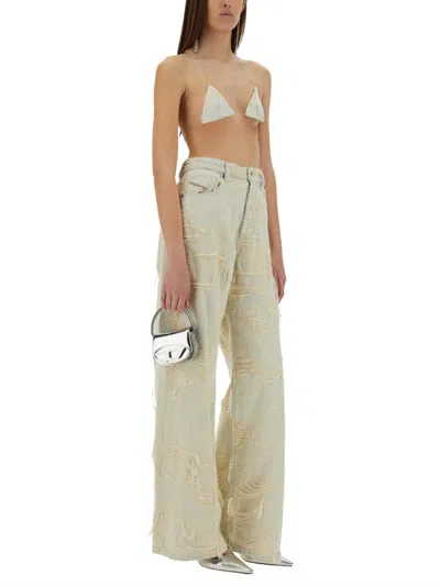 Diesel Jacquard Denim High-waisted Triangle Top In White