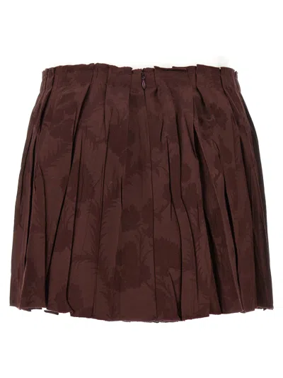 Etro Jacquard Floral Patterned Skirt In Brown