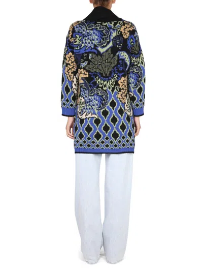 Etro Comet Paisley Pattern Coat In Wool In Blue