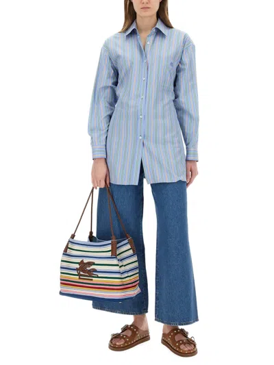 Etro Woman Shirt Light Blue Size 8 Cotton In Blue