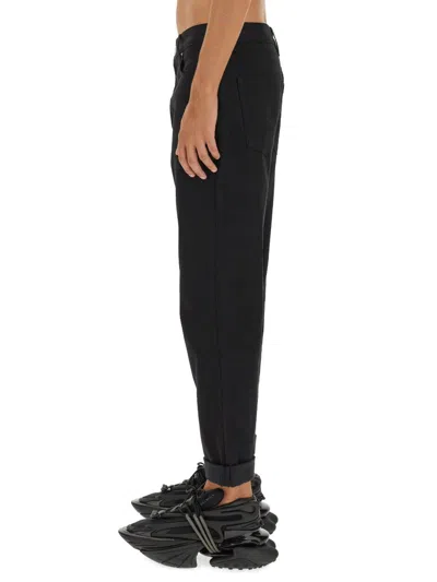 Balmain Rolled Cuffs Denim Jeans In Black