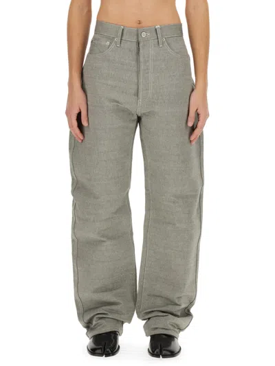 Maison Margiela Denim Jeans With Wide Leg And Pockets In Gray