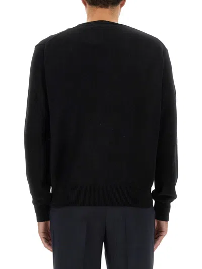Vivienne Westwood 'alex' Black Crewneck Sweater With Orb Logo Detail On The Front In Black
