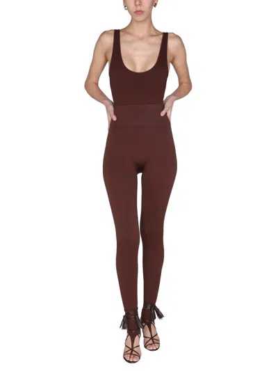 Andreädamo Andreadamo Jersey Leggings In Brown