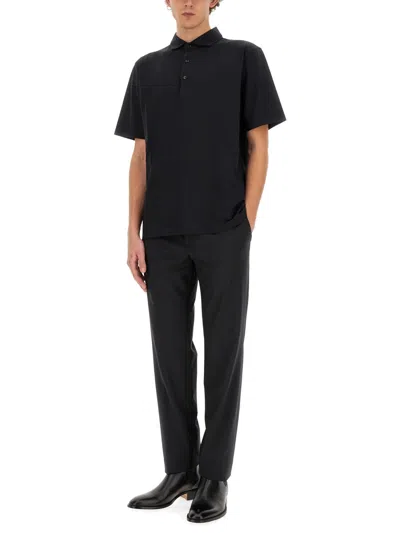 Lardini Logo-embroidered Cotton Polo Shirt In Black