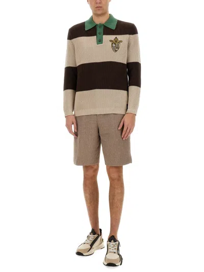 Fendi Cotton Knitted Polo In Multi