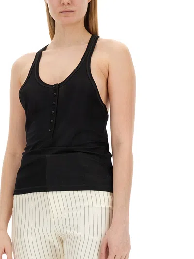 Tom Ford Cotton Blend Rib Jersey Tank Top In Black