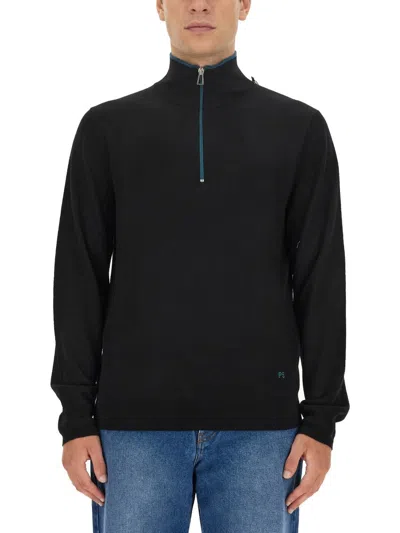 Ps By Paul Smith Ps Paul Smith Mens Zip Neck Sweater In Black
