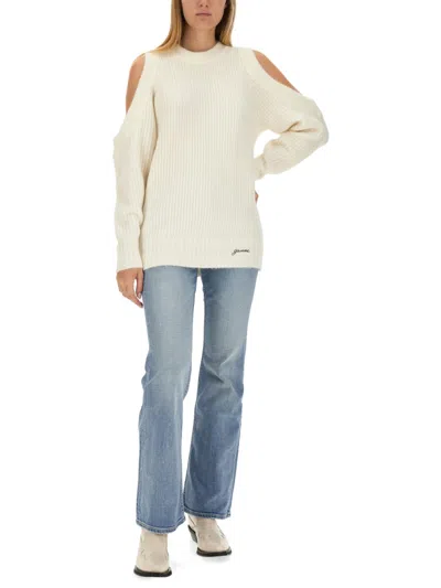 Ganni Chunky Knit Sweater In White