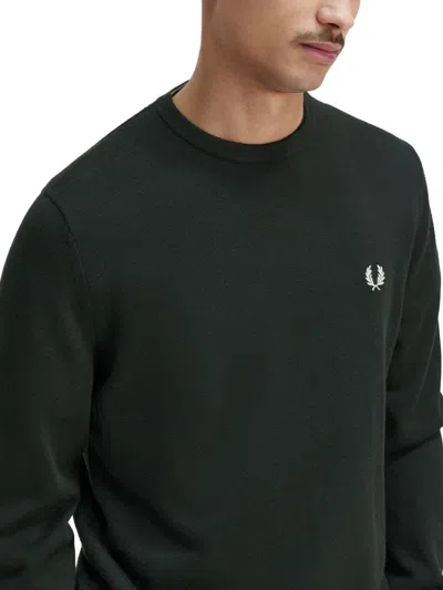 Fred Perry Logo-embroidered Crew-neck Jumper In Black