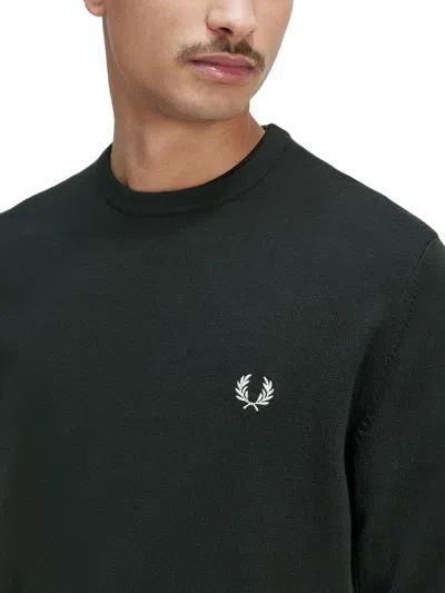 Fred Perry Logo-embroidered Crew-neck Jumper In Black