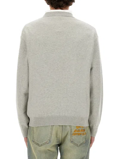 Kenzo Wool-blend Crew-neck Sweater In Gray