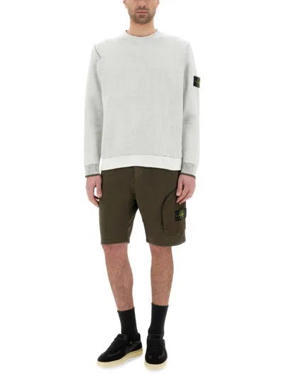 Stone Island Cotton Blend Crew-neck Sweater In White