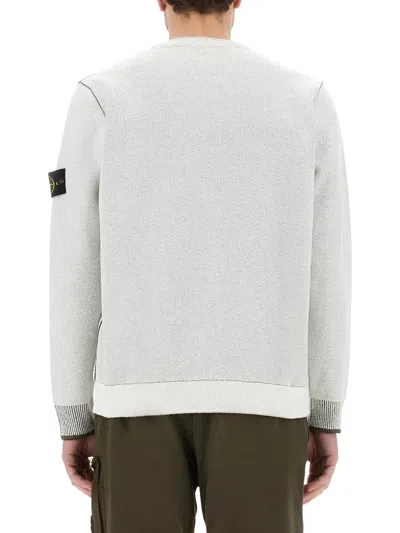 Stone Island Cotton Blend Crew-neck Sweater In White